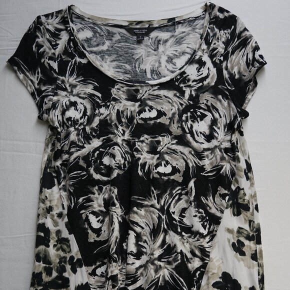 Women's Blouse T-Shirt, Vera Wang, Simply Vera, Black and White, Size Small - Picture 1 of 7